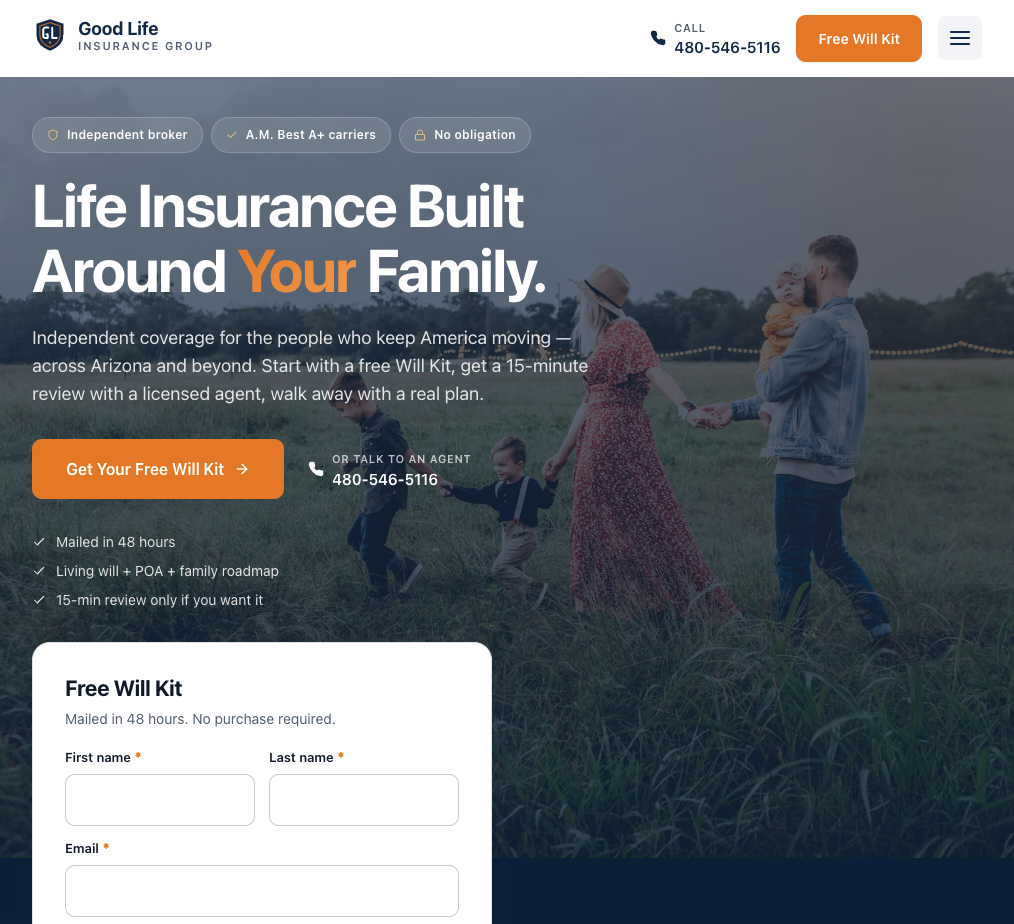 Good Life Insurance Group homepage — Mesa, AZ