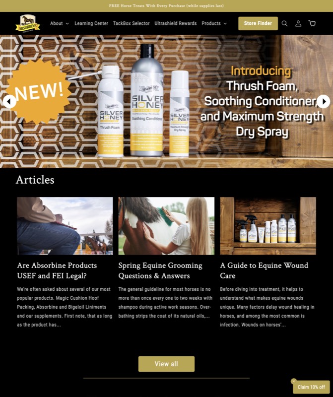 Absorbine — real Ecommerce work