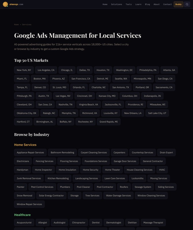 ahmeego.com /services/ — real Local SEO work