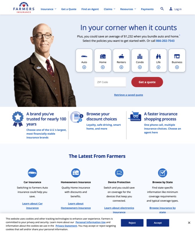 Farmers Insurance — real Local SEO work