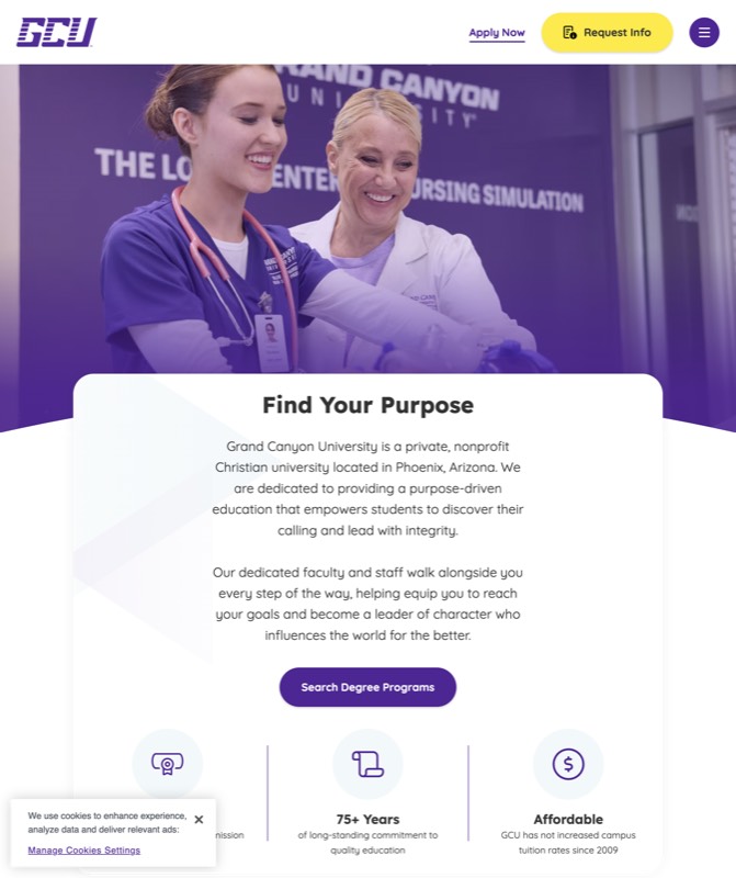 Grand Canyon University — real SEO work