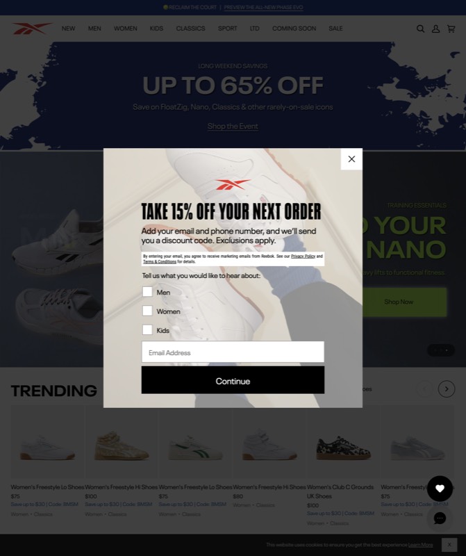 Reebok — real Ecommerce work